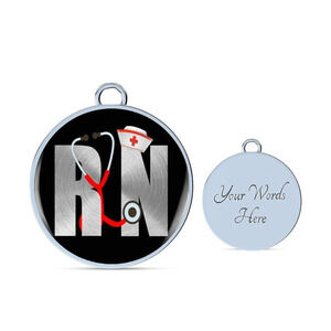 Nurse Rn Nurse Personalized Engraved Silver Circle Bangle Bracelet Custom Na